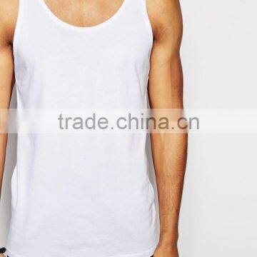 2017 Competitive New Design Custom Manufacture White Color Gym Wear Comfortable 100% Cotton Fashion Running Men's Tank Vest photo-3