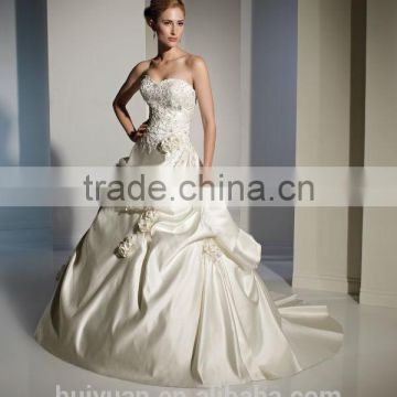 new style lace satin puffy princess ball gown wedding dress