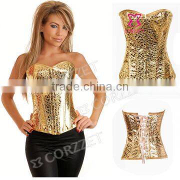 Women PVC Leather Corset Pattern Zip Up Leather Corset On Sale