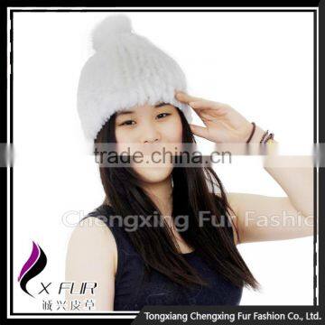 CX-C-58K In-Stock Items Fashion Winter Rex Rabbit Fur Top Ball Beanie Hat