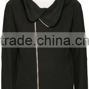 Long Sleeve Hoodie Structural Wire at Hood Perimeter Asymmetrical Zip Closure Welt Side Pockets Rib Knit Cuffs and Hem photo-5