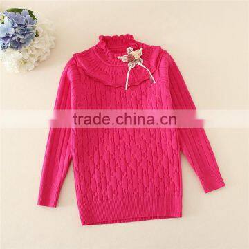 2015 TRENDY DESIGN KNITTED SWEATERS SOLID KIDS GIRLS PULLOVER SWEATERS APPLIQUED WITH BREASTPIN photo-3