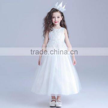 2017 bulk sale White embroidery dress long flower girl dresses