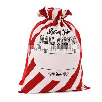 Wholesale drawstring Canvas Red Chevron Santa Sack