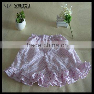 New Personalized Striped Ruffle Seersucker Girls Shorts photo-3