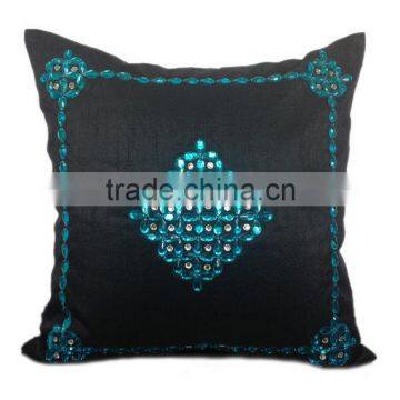 Black Pillow With Turquoise Crystals , Decorative Pillow Cover, Modern Decor, Couch and Sofa Toss, Home Decor, Living ro photo-3