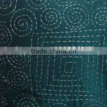 Kantha Decorative Euro Sham, Teal Kantha Euro Sham, Kantha Sham Cover, Rajasthani Jaipur Kantha Pillow, Kantha Floor Pillow photo-2