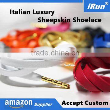 Flat Leather Shoelaces - Luxury Sheepskin Leather Shoelaces - Sneaker Leather Laces - Accept Custom Color Length - 9 Colors