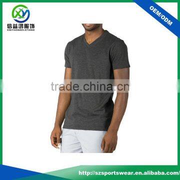 Popular Custom Mens Black Color Short Sleeve V-neck T-shirt,sports Wear Cotton Fabric Gym Shirt photo-2
