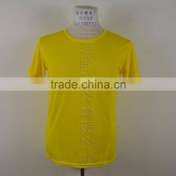 Dry fit yellow color o-neck tshirt for men