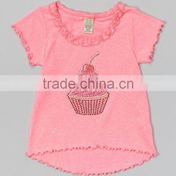 2016 Pink Cupcake Girl T-shirt Short Sleeve Cute Girl Tops Fancy Kids Clothing GT90423-23