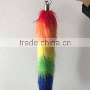 Colorful dyed faux fox tail keychain/fur tail keychain