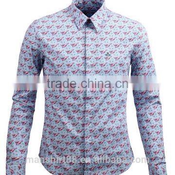 Latest long sleeve shirt designs for men printed fabric men shirt embroidery design