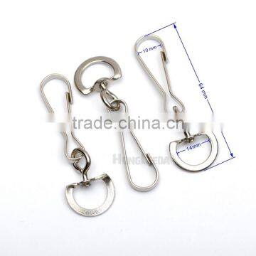 14mm Metal Iron Swivel Clasps Snap two hooks rings Key Hooks DIY Key Chain Ring nickle color HK-015