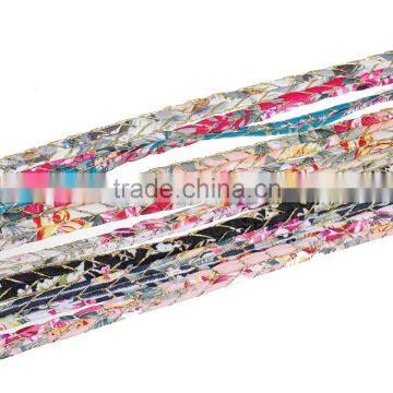 High Quality Gold Silk Mix Flower Pattern Flat Textile Fabric Cord photo-2
