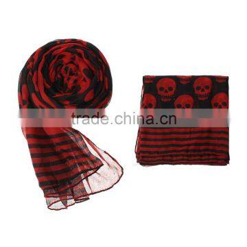 Hot sale women's Halloween Skull printed voile scarf decorative scarves