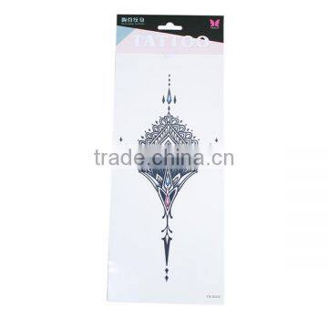 Paper Removable Waterproof Temporary Sternum Tattoo Sticker Body Art Black Filigree Pattern Tattoo Temporary