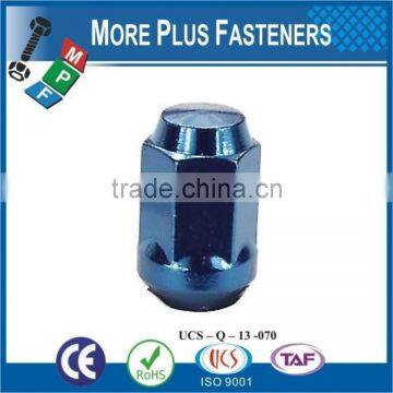 Made in Taiwan Black Bulge Open Ended Blue Thread Chrome Bulge Acorn Lug Nut photo-4