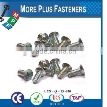 Made in Taiwan Material Carbon Steel Sliver Color Plus Tech Trilobular Type TT Thread Rolling Tapping Screws