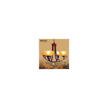 4 Light Simple Vintage Antique Modern Metal Chandelier with Art Glass