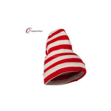 Red White Long Beanie Winter Hats Dual Layers with Pure Acrylic