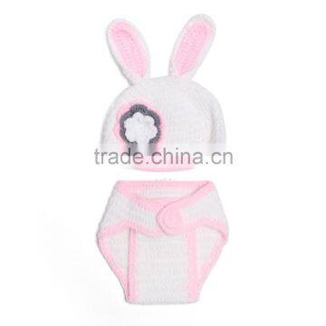 2015 Fashion Cute baby crochet rabbit hat set