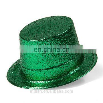 MH-2152 Classic Party kit PVC Plain Full Size Green Glitter Plastic Top Hat