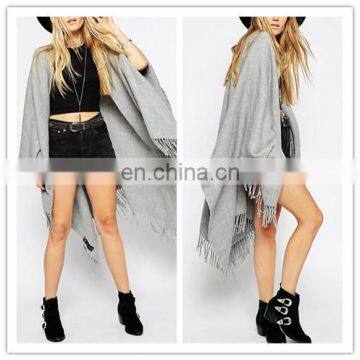 Fashion 100% Acrylic Tassel Kimono cardigan Open Front Poncho