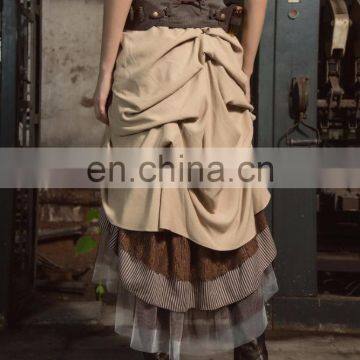 Steampunk Long Asymetrical Style Layered Skirt photo-4