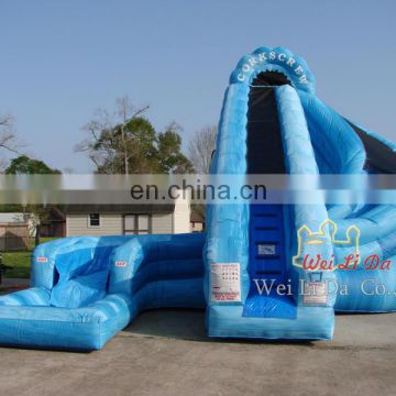 Winding blue long inflatable water slide for sale