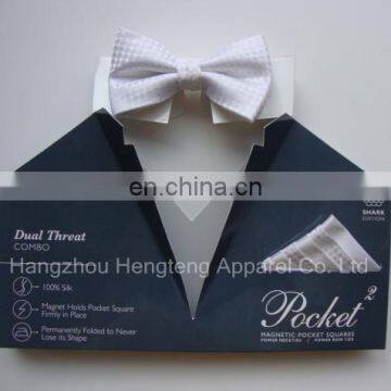 100% Silk Bow Tie, Pocket Square Combo