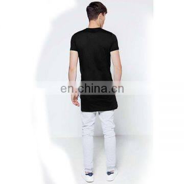 2016 New Plain Slim Fit Longline T Shirt With Stepped Hem Long Lin t Shirt Men photo-2