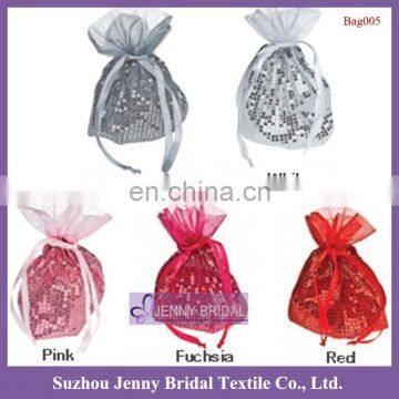 Bag005 cheap handmade organza christmas sequin wedding gift bags