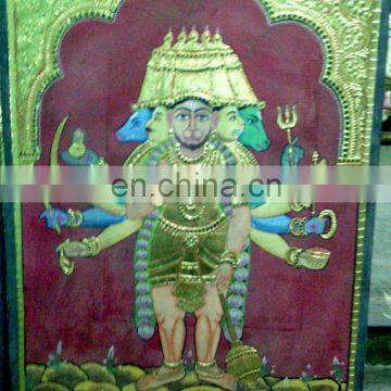 panchamuki hanuman pure gold work painting home decor