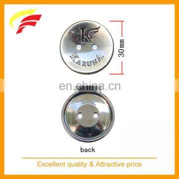 30mm fashion zinc alloy brushed black nickel 2-holes button with custom logo