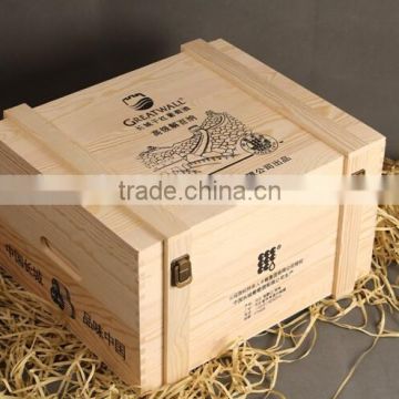 Custom 6 bottle pine wooden wine box