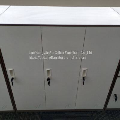 Low height 3 door metal locker brown color H1200xW900XD400mm