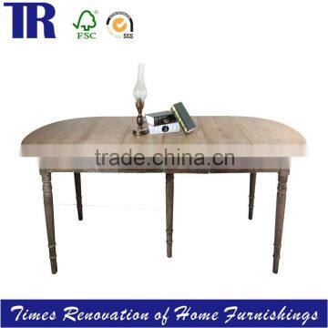 Round Edge Dining Table,Solid Wooden Top Dining Table,Six Wooden legs Dining Table