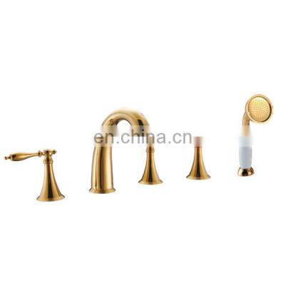 PROWAY Bathtub Parts and Fittings Water Bath Tub Faucet,Bath Shower Set, Golden Bath Mixer