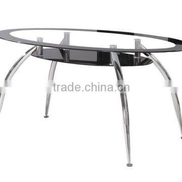 Modern American Furnitue Tempered Glass and Chrome Leg Glass Dining Table photo-3