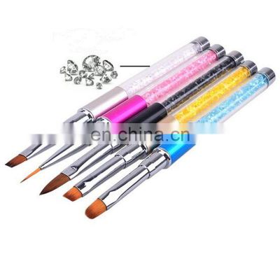 Nail Art Brush Pen Rhinestone Crystal Metal Acrylic Carving Gel Polish Decoration Painting Drawing Salon Liner Fin Tool Manicure