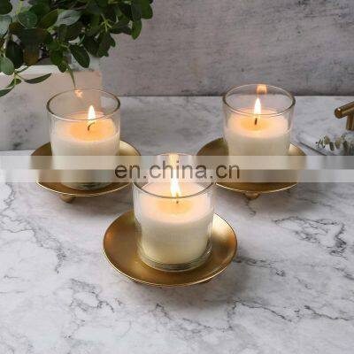 Iron Plate Gold Decorative Iron Pillar Candle Holder Set Of 3 Candle Stand For Wax Candles