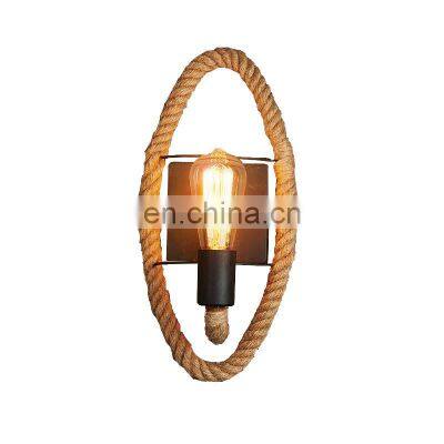 American personality industrial retro iron art hemp rope wall lamps for decoration