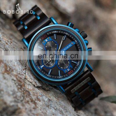 BOBO BIRD Oem Automatic Watch Design Your Own Brand Luxury Chronograph Multifunction Wood Watch photo-5