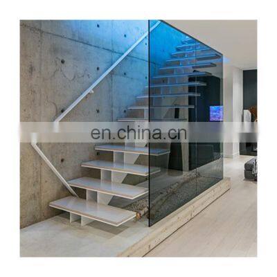 High quality wrought iron indoor solid wood staircase designs