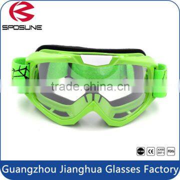 Vintage green frame anti scratches transparent lens motocycle skiing sunglasses with foam padded