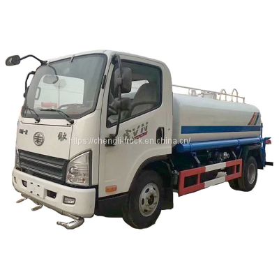 Faw 5ton 5000 liter capacity green water storage delivery irrigation spary sprinker tank truck