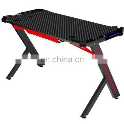 Factory Cheap Household Live Office Carbon Fiber Electric RGB lamp light Led Computer PC Table Top Office Gaming Desk For Sale