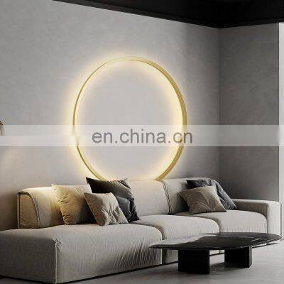 Современный светильник на стену с LED для гостиничного туалета, круглый, для декорирования спальни, кольцевой, золотой скаунс