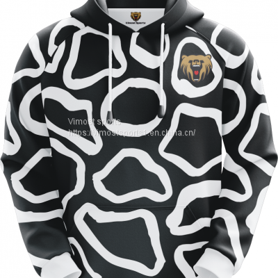 Customized Sublimation Hoodie of  Black and White Colors with Latest Fashion